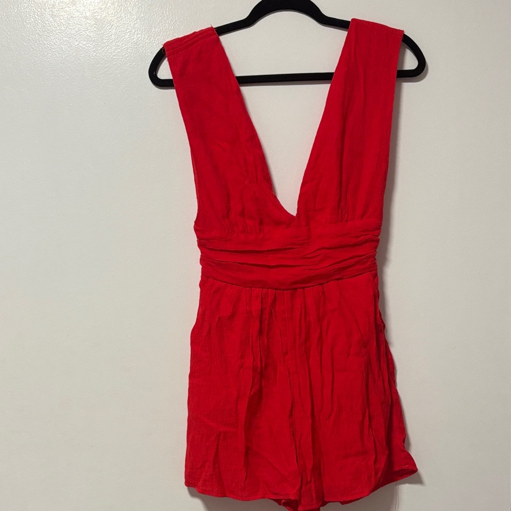 Vibrant Red Sleeveless Romper